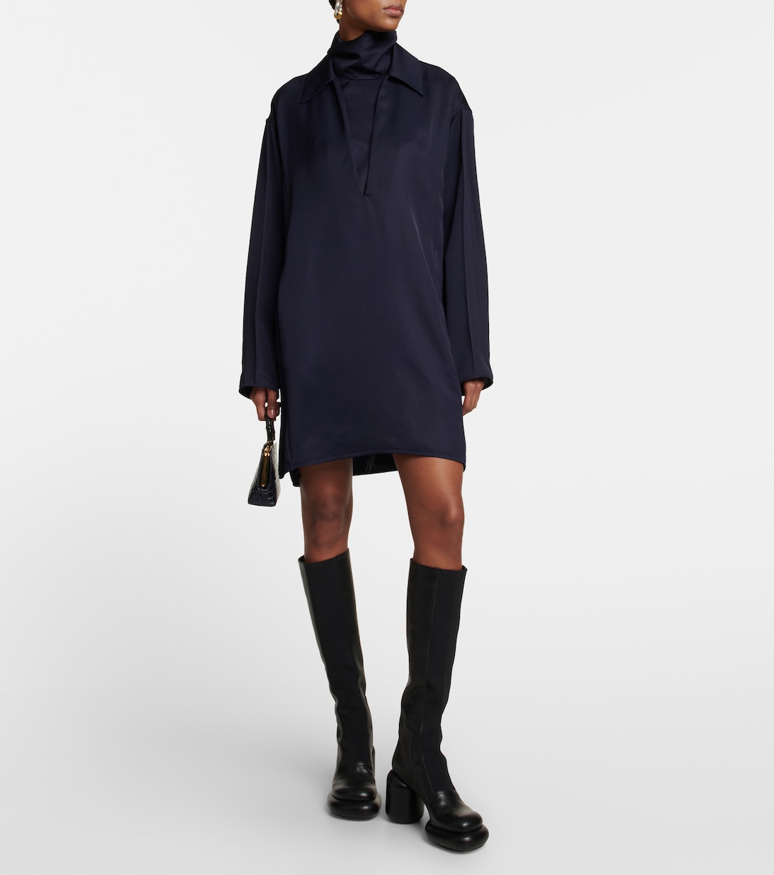Miniabito in raso con collo alto | Jil Sander