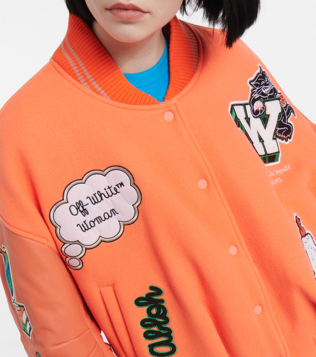 Appliqué wool-blend bomber jacket | Off-White