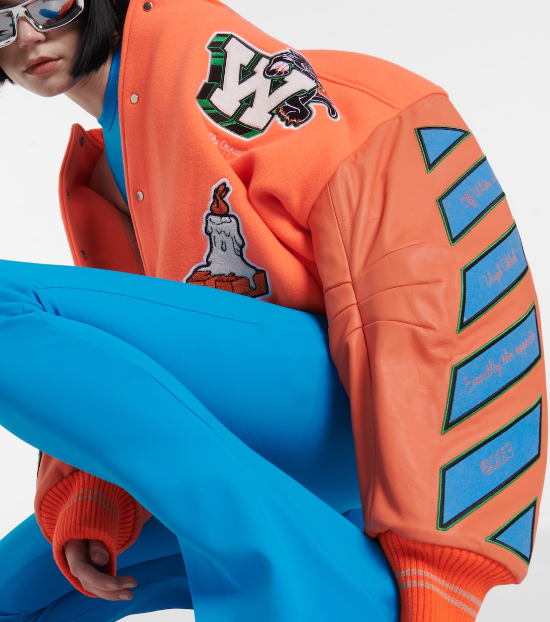 Appliqué wool-blend bomber jacket | Off-White