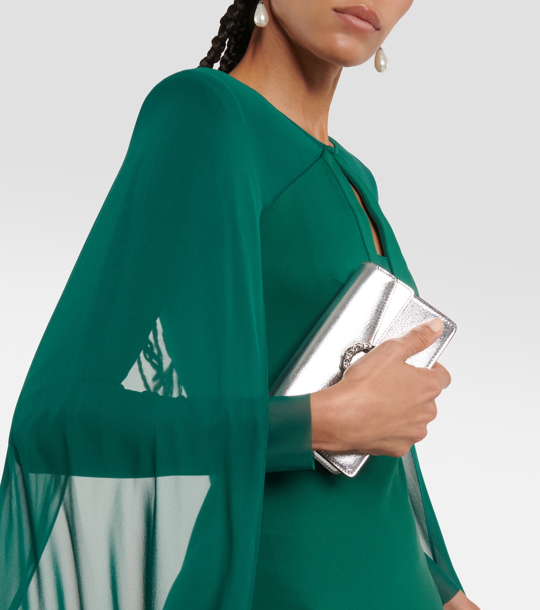 Abito lungo in chiffon con mantella | Roland Mouret
