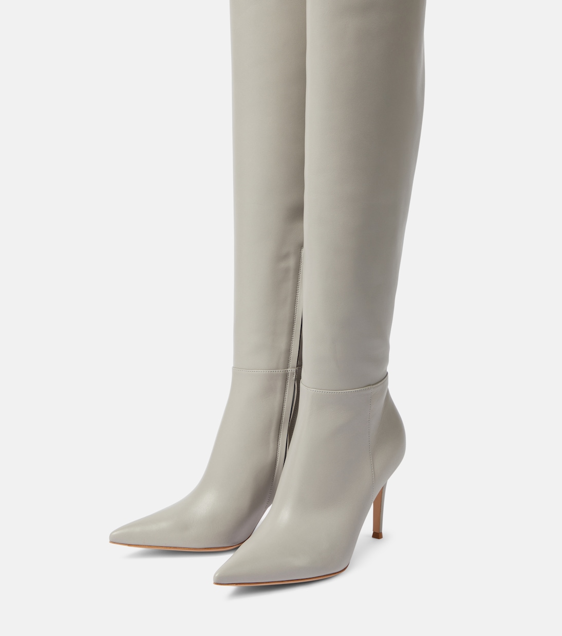 Jules leather over the knee boots in grey Gianvito Rossi Mytheresa