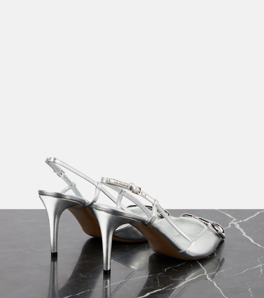 Pumps slingback VLogo 80 in pelle metallizzata | Valentino Garavani