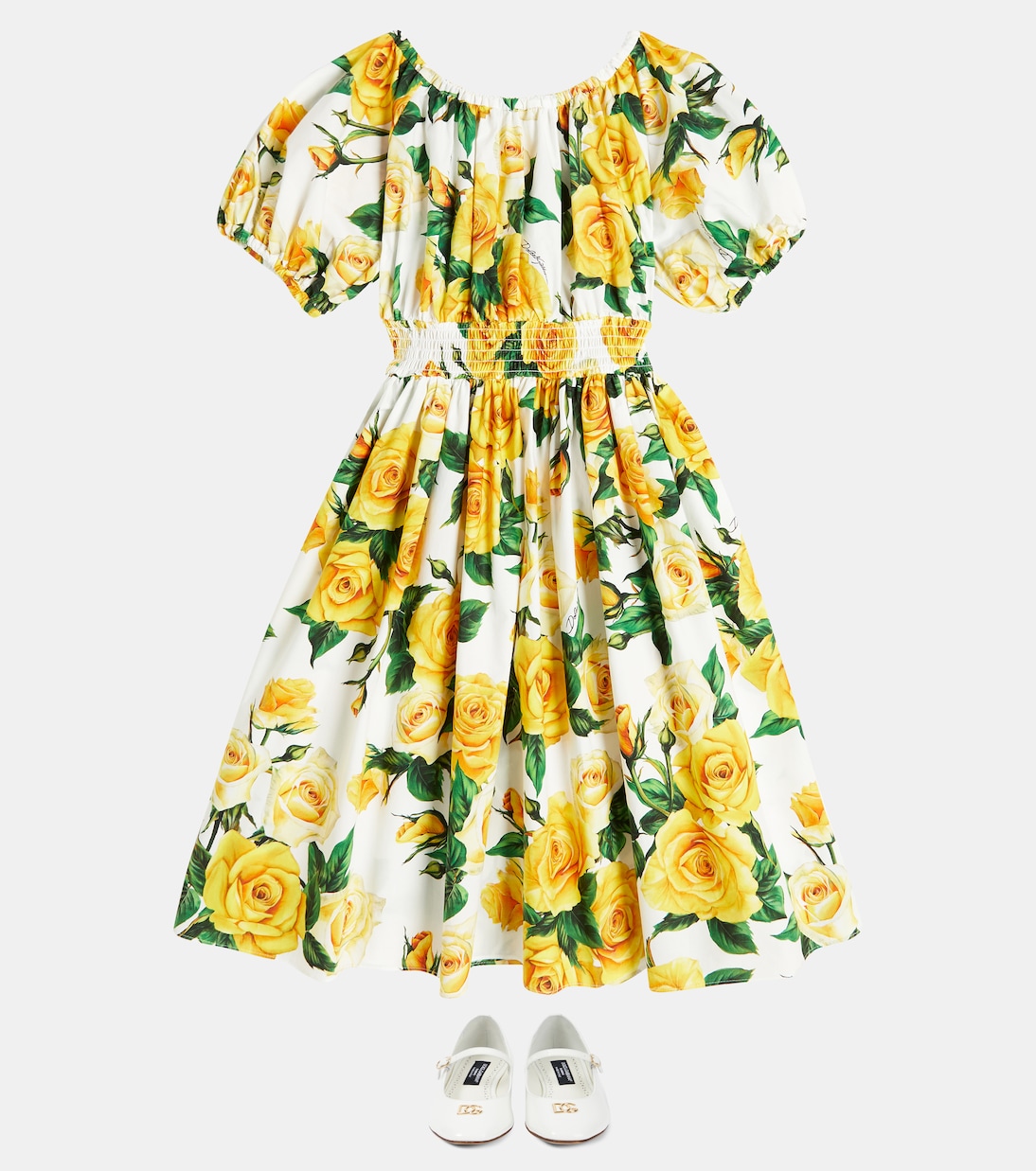 Abito in popeline di cotone con balze | Dolce&Gabbana Kids