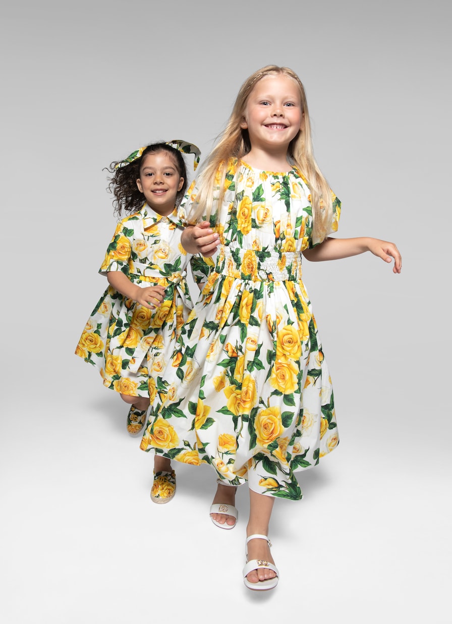 Abito in popeline di cotone con balze | Dolce&Gabbana Kids