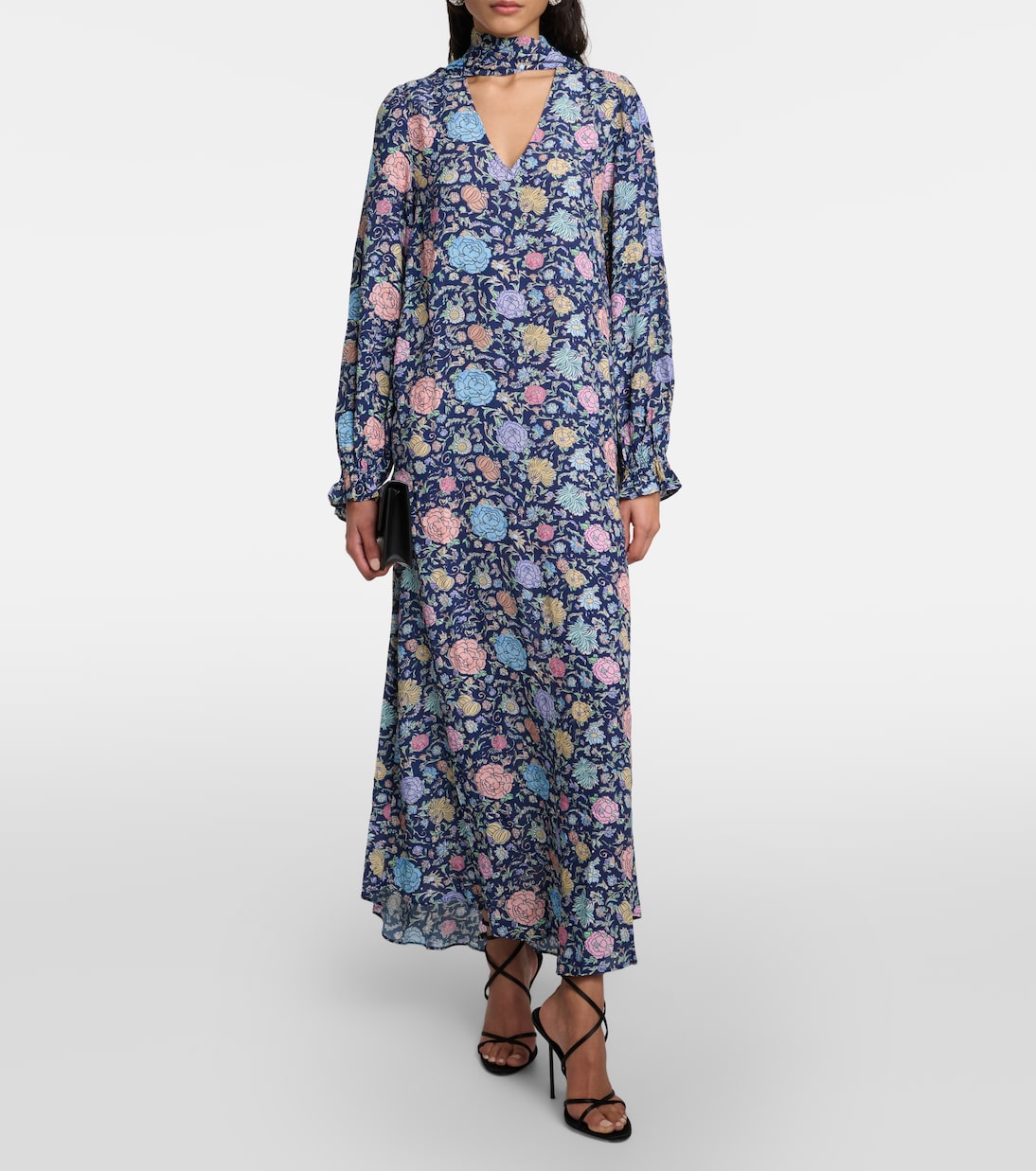 Vestido midi Ferne de crepé floral | Rixo
