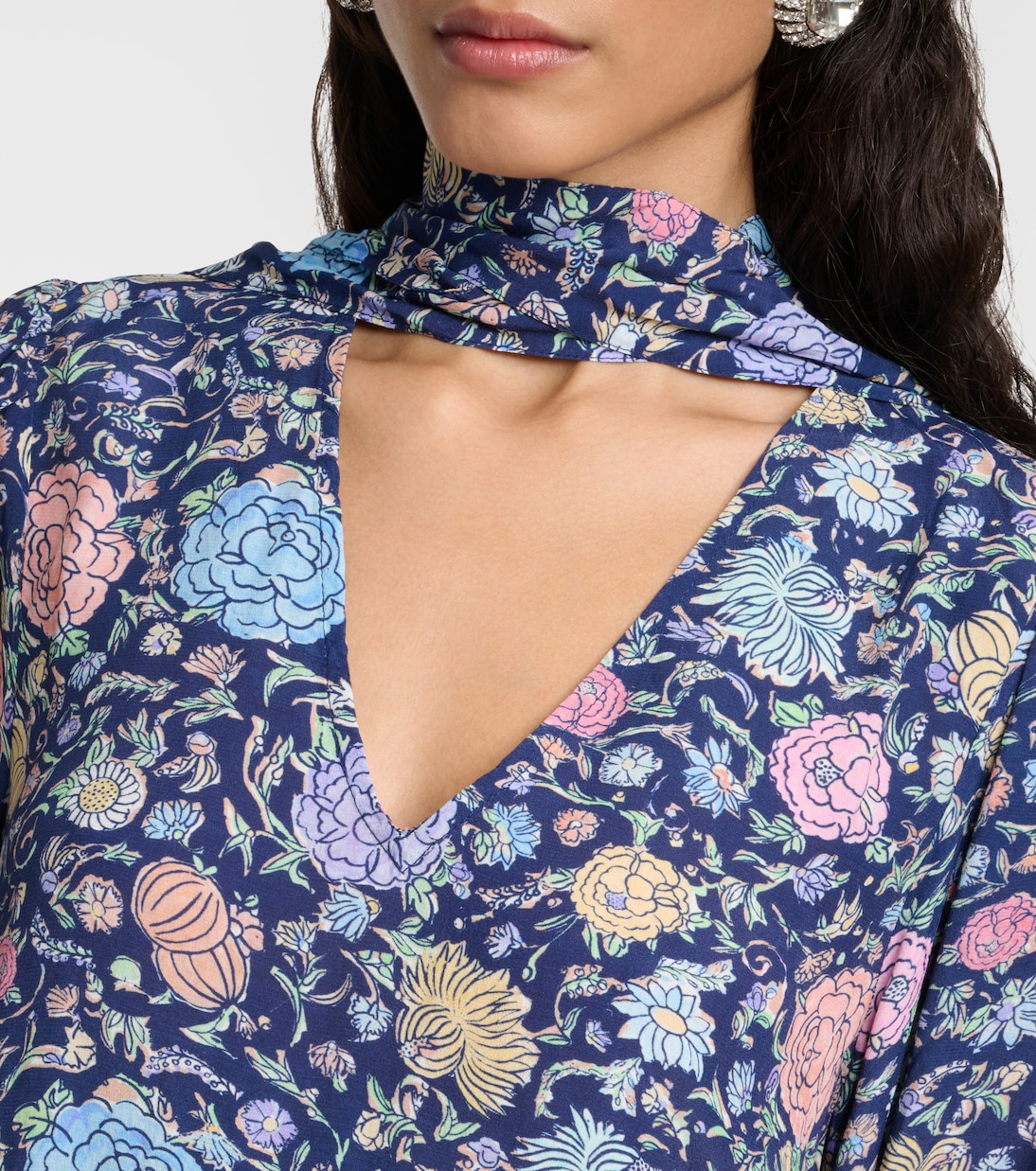 Vestido midi Ferne de crepé floral | Rixo