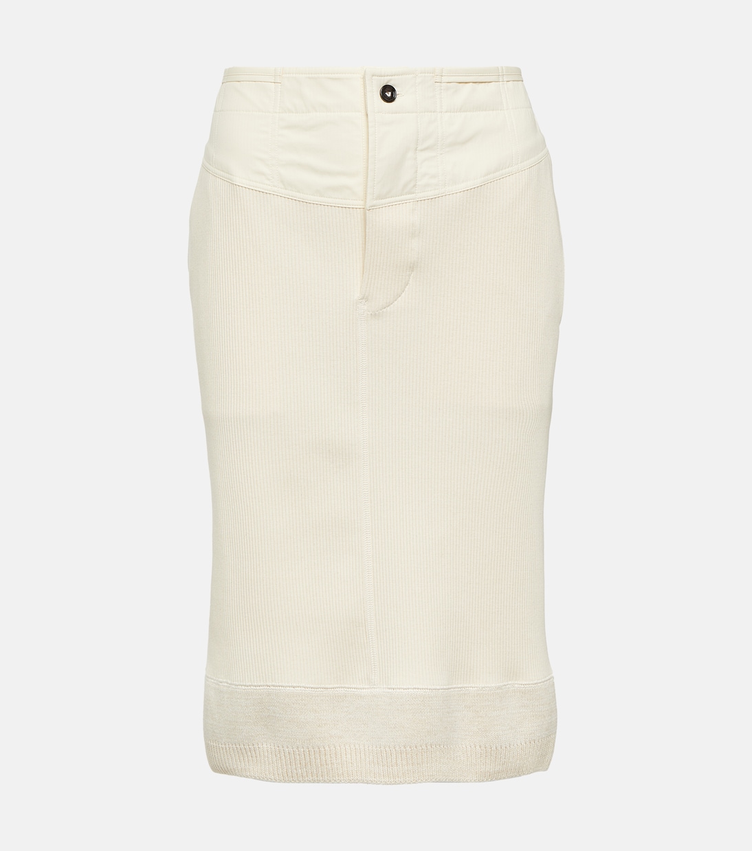 Gonna midi in misto cotone a coste | Bottega Veneta