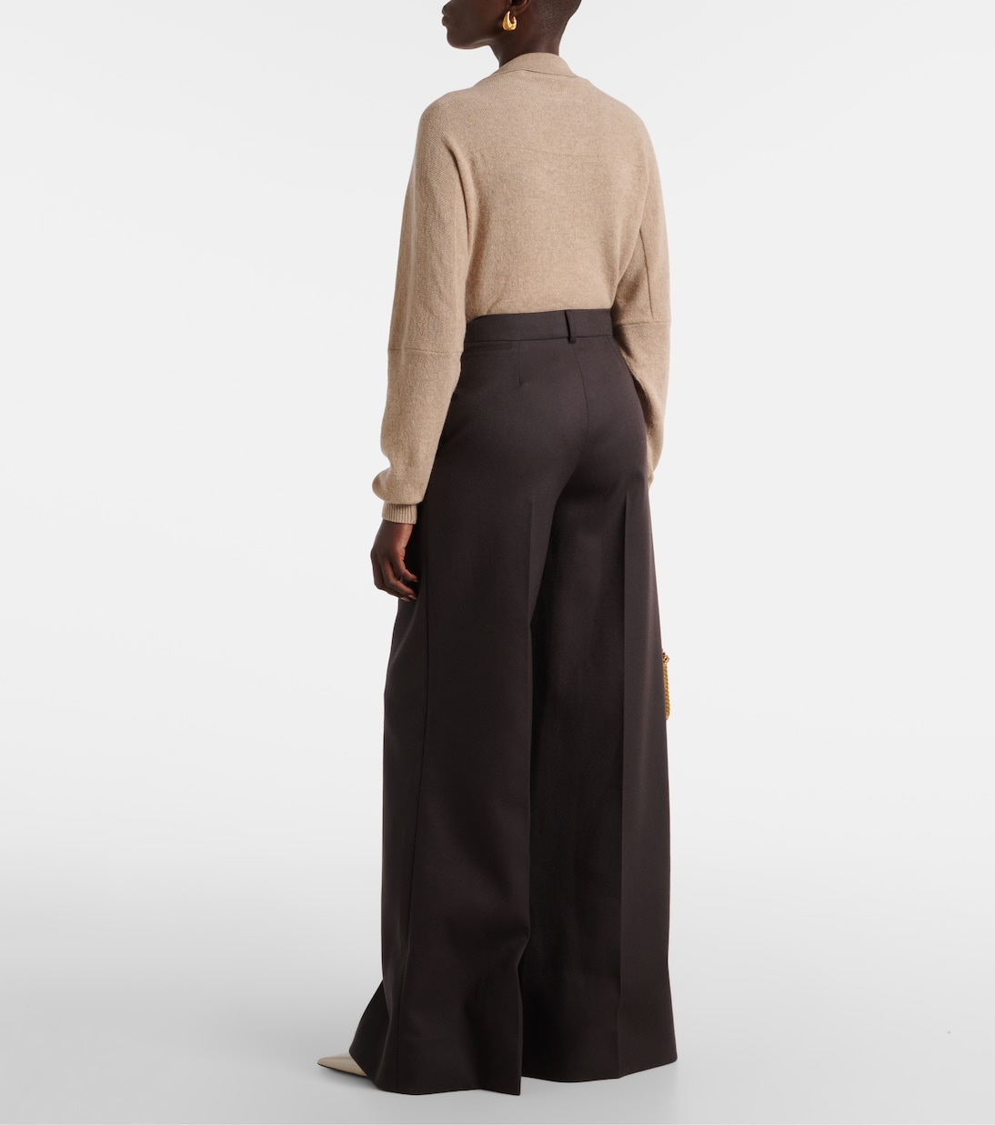 Pantaloni a gamba larga in lana a vita alta | Stella McCartney