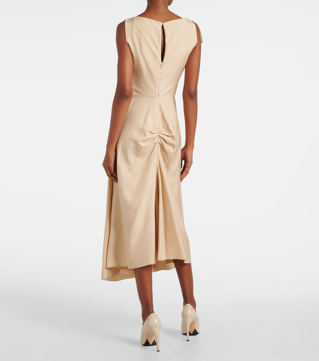 Vestido midi fruncido | Victoria Beckham