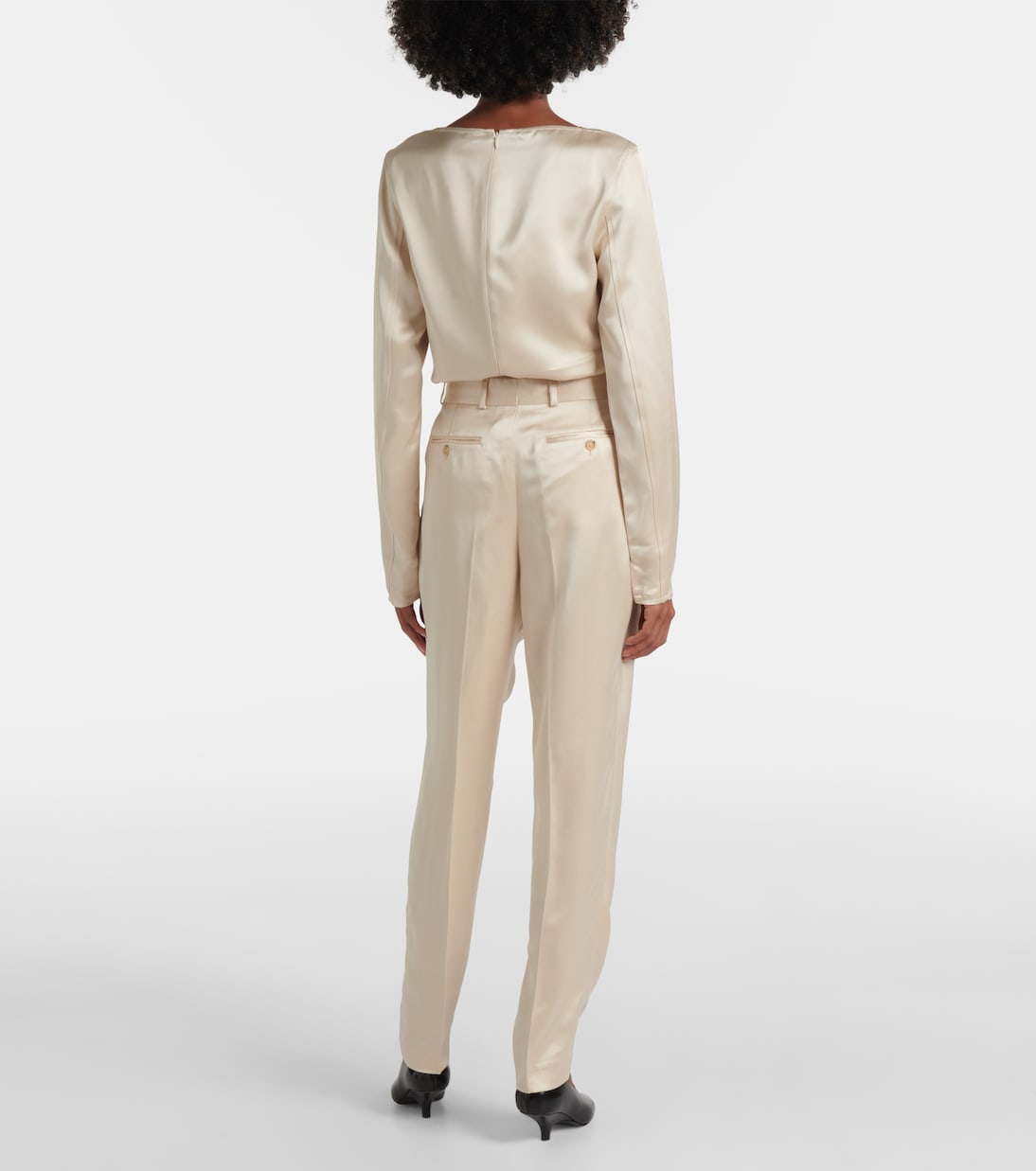 Pantaloni regular in raso a vita alta | Toteme