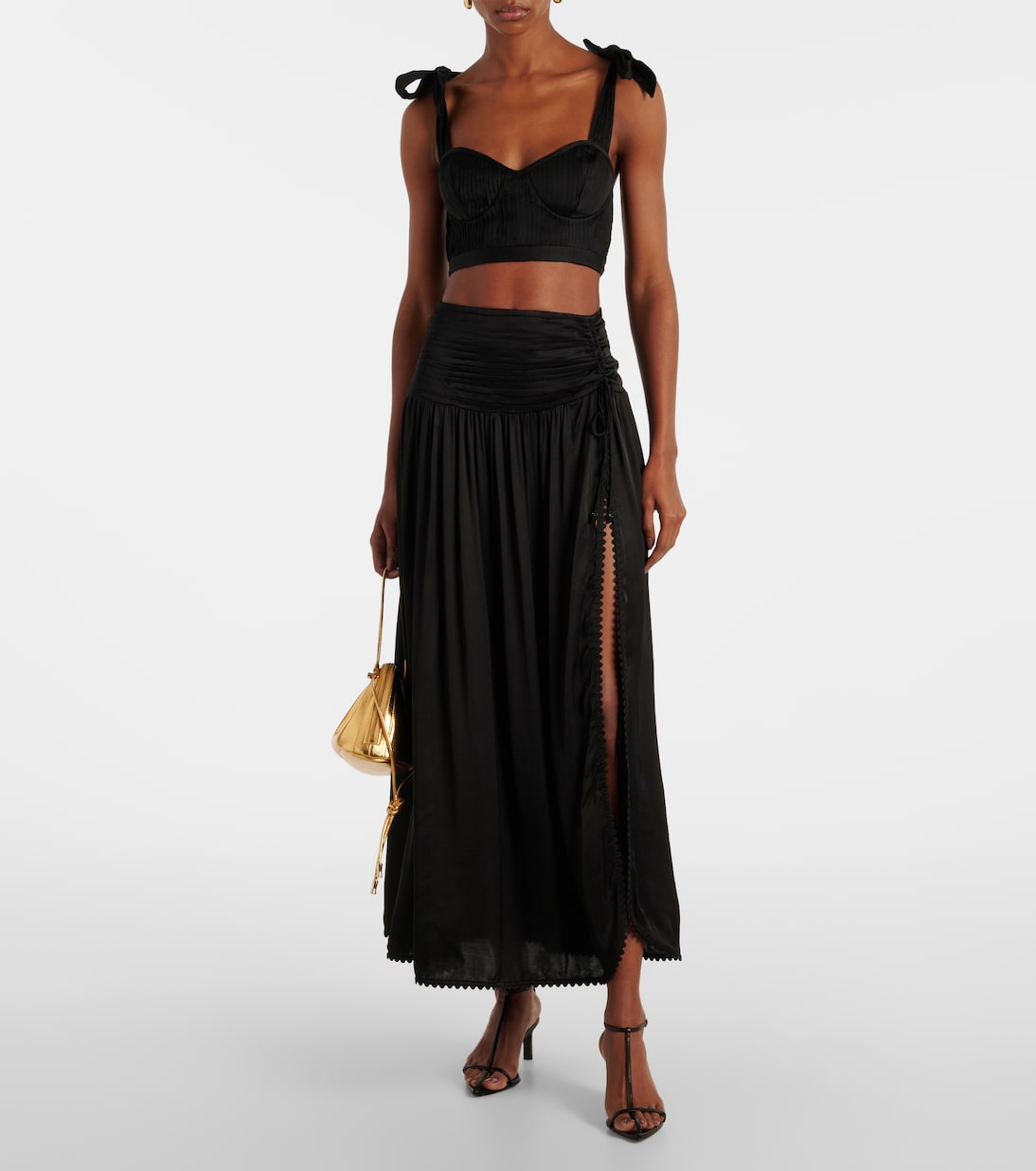 Gonna lunga Carla in raso | Poupette St Barth