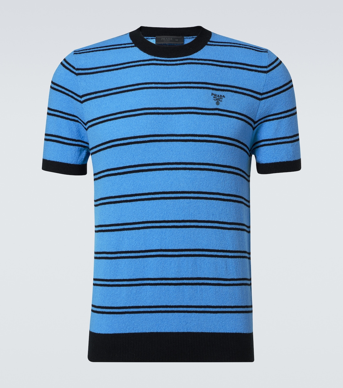 T-shirt in cotone e seta a righe | Prada