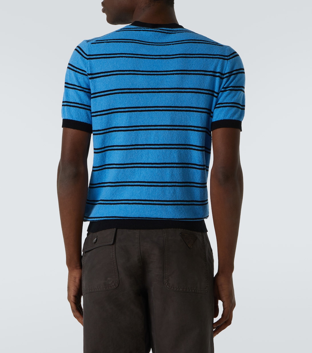 T-shirt in cotone e seta a righe | Prada