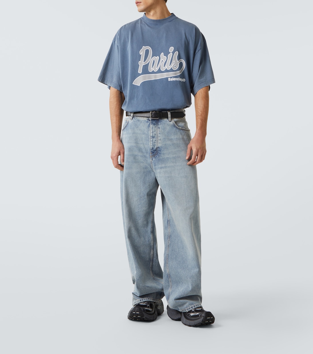 Paris faded cotton T-shirt in blue - Balenciaga | Mytheresa