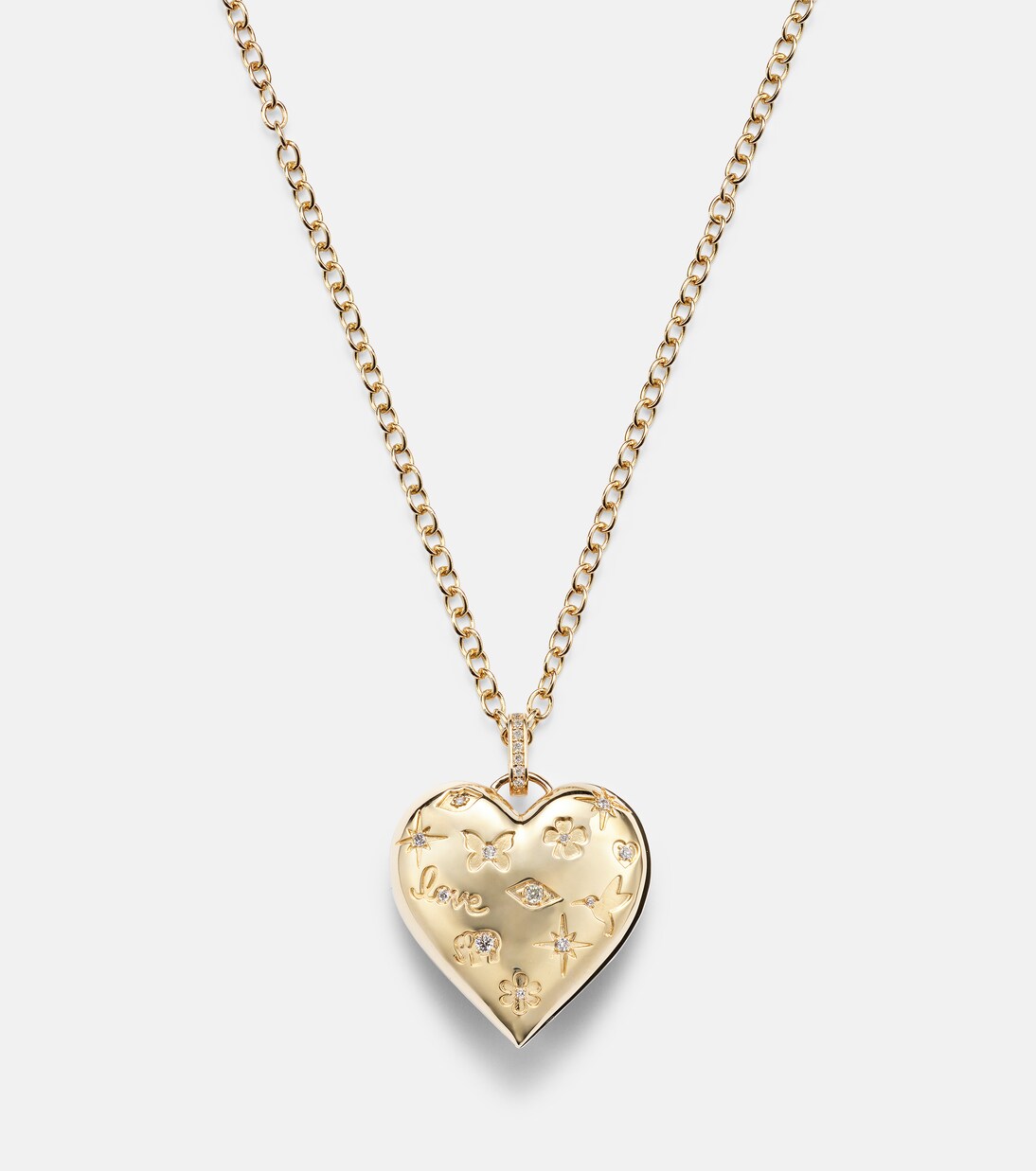 Puffy Icon Heart 14kt gold pendant with diamonds  | Sydney Evan
