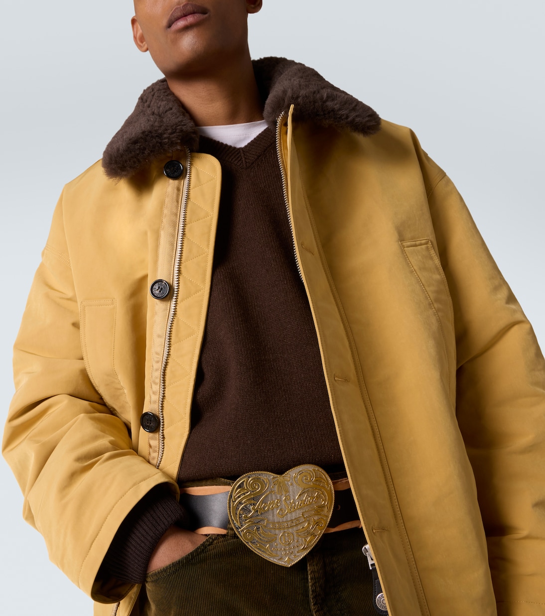 Padded shearling-trimmed jacket | Acne Studios