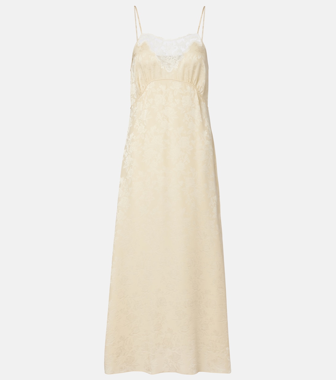 Jacquard lace-trimmed silk midi dress | Chloé