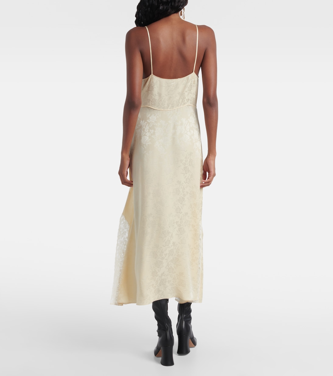 Jacquard lace-trimmed silk midi dress | Chloé