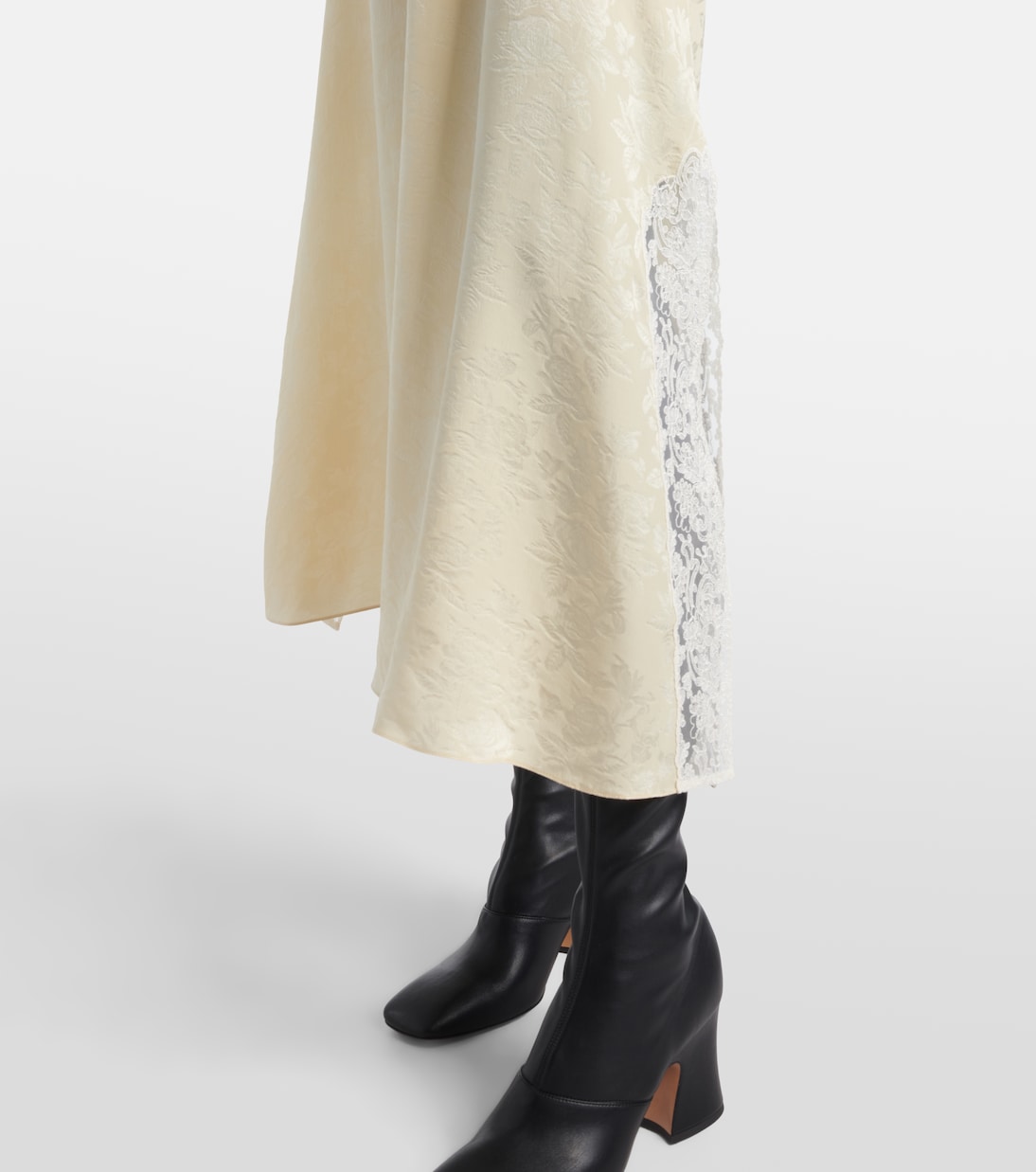 Jacquard lace-trimmed silk midi dress | Chloé