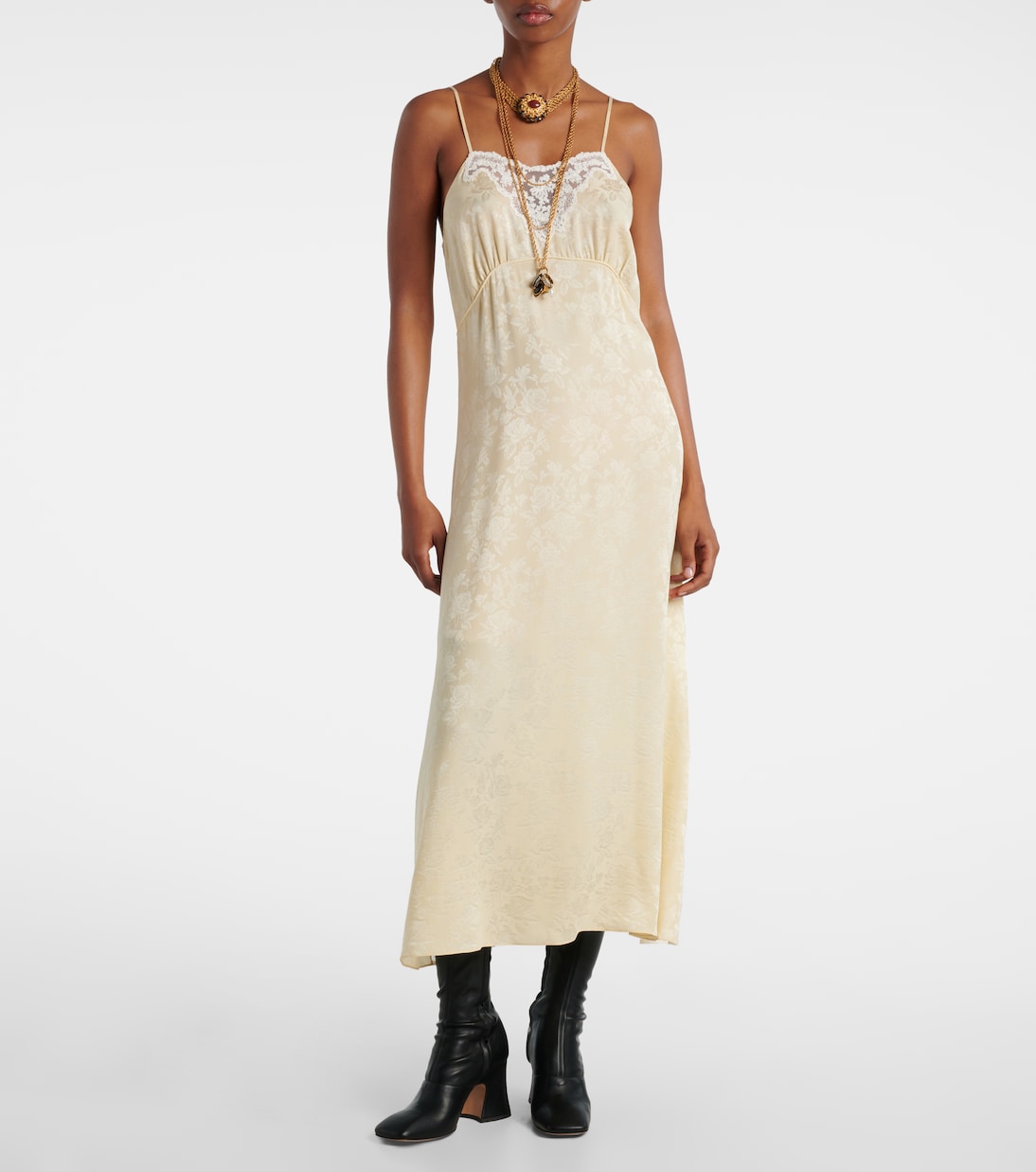 Midikleid aus Seiden-Jacquard mit Spitze | Chloé