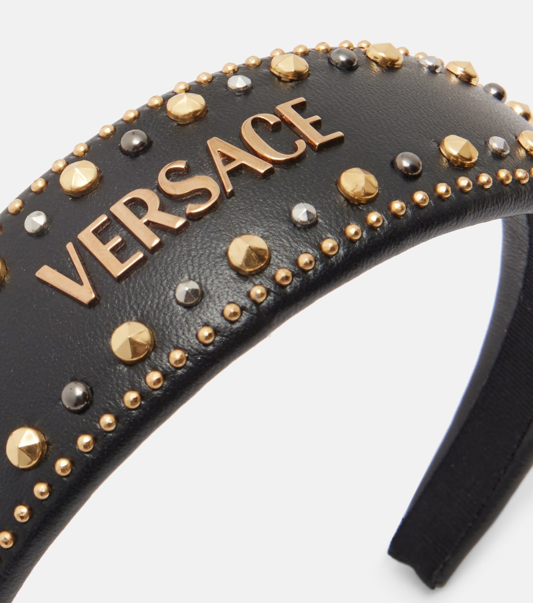 Logo embellished leather headband | Versace