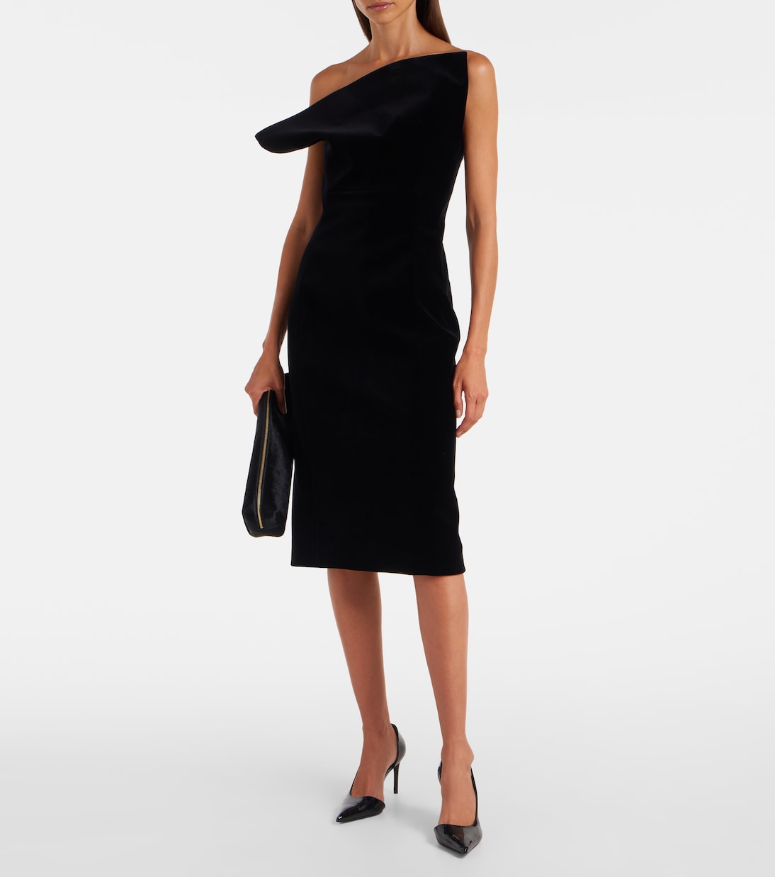 One-Shoulder-Midikleid Sato aus Samt | Khaite