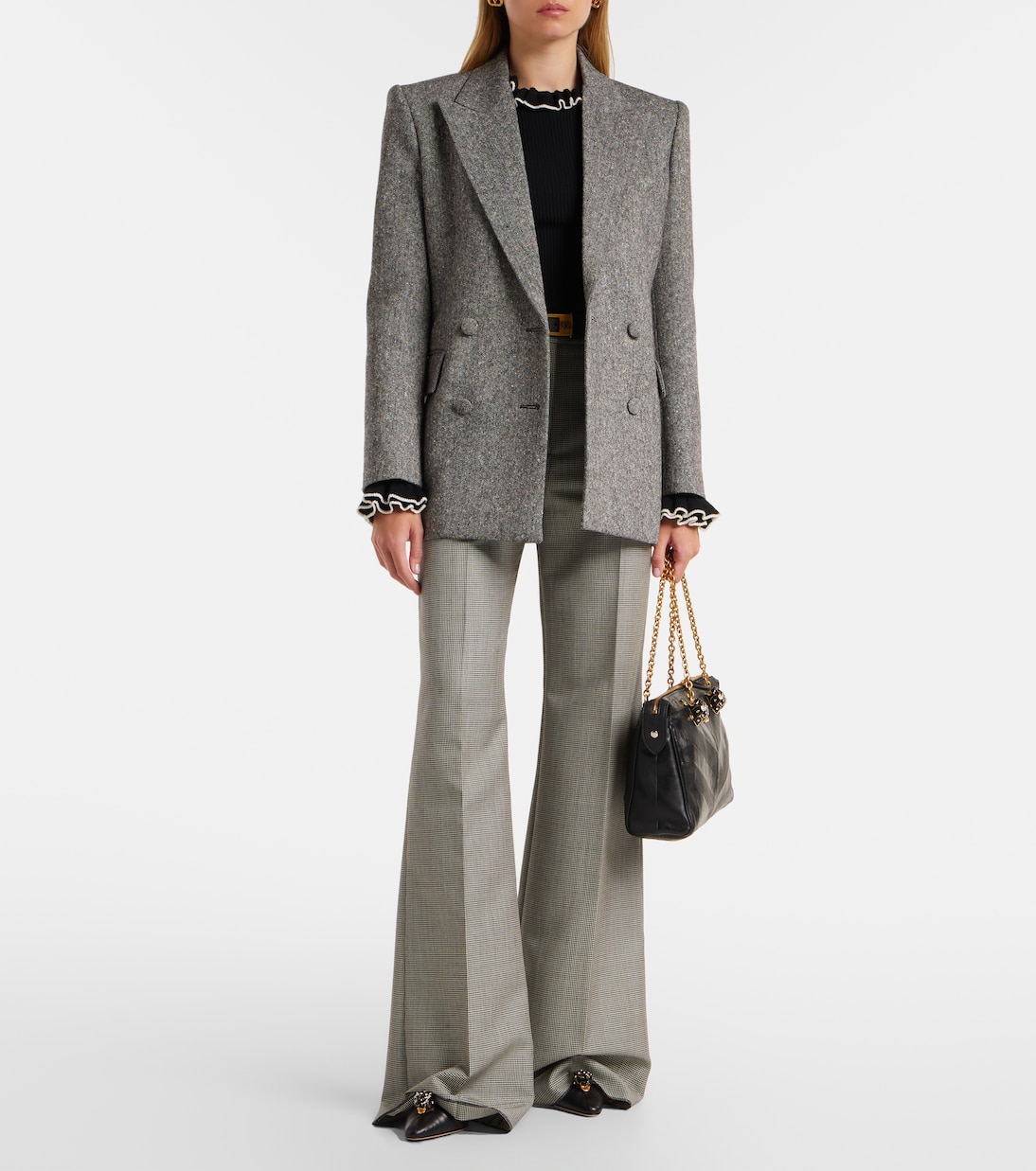 Double-breasted wool-blend blazer | Valentino