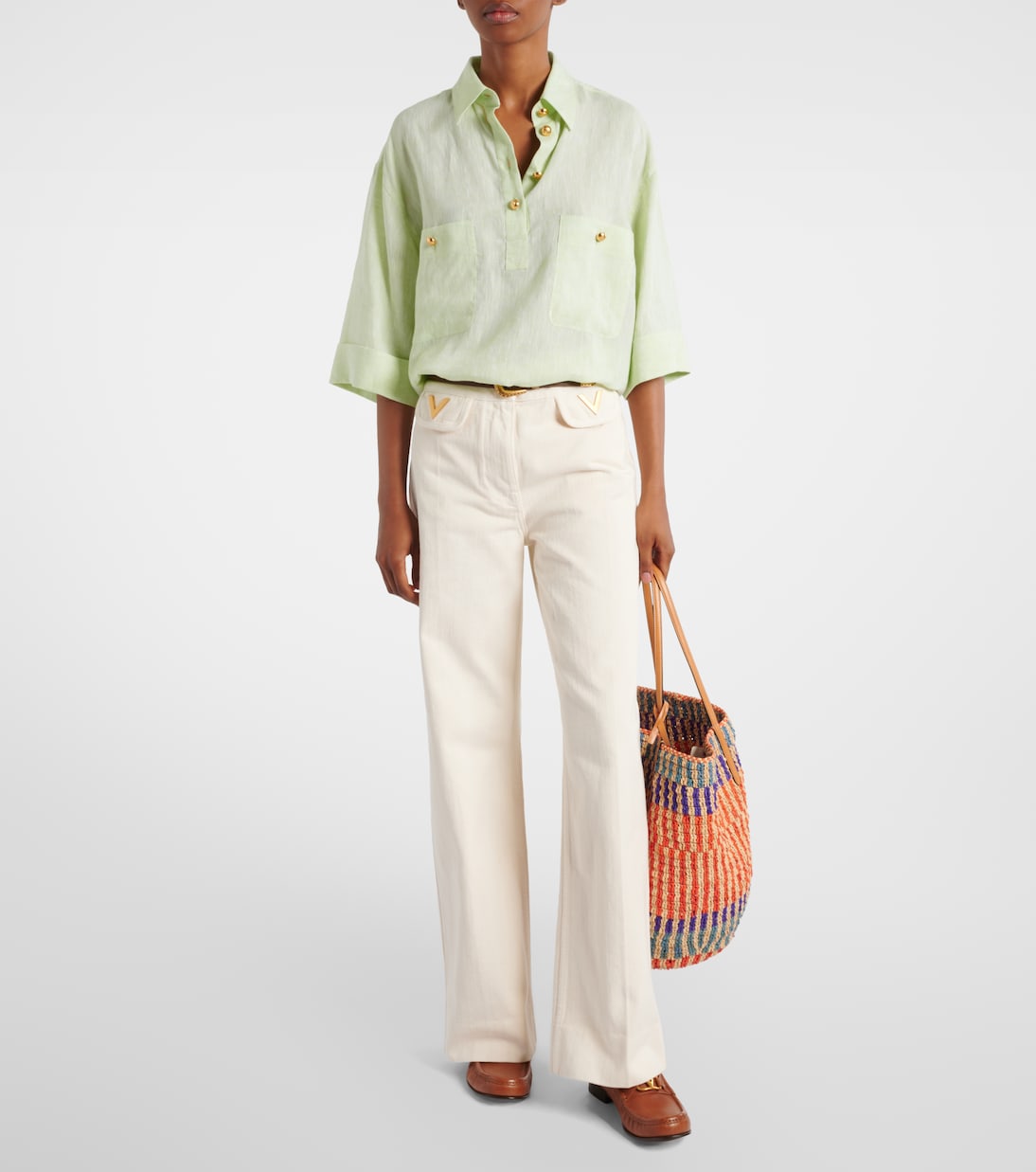 Oversized linen polo shirt | Valentino