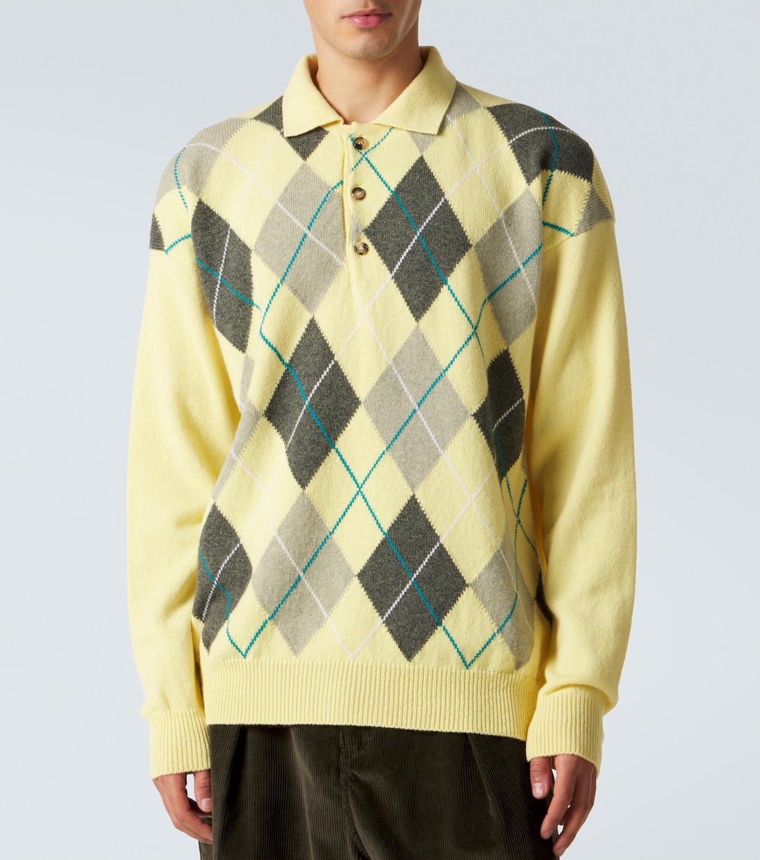 Argyle wool polo sweater | JW Anderson