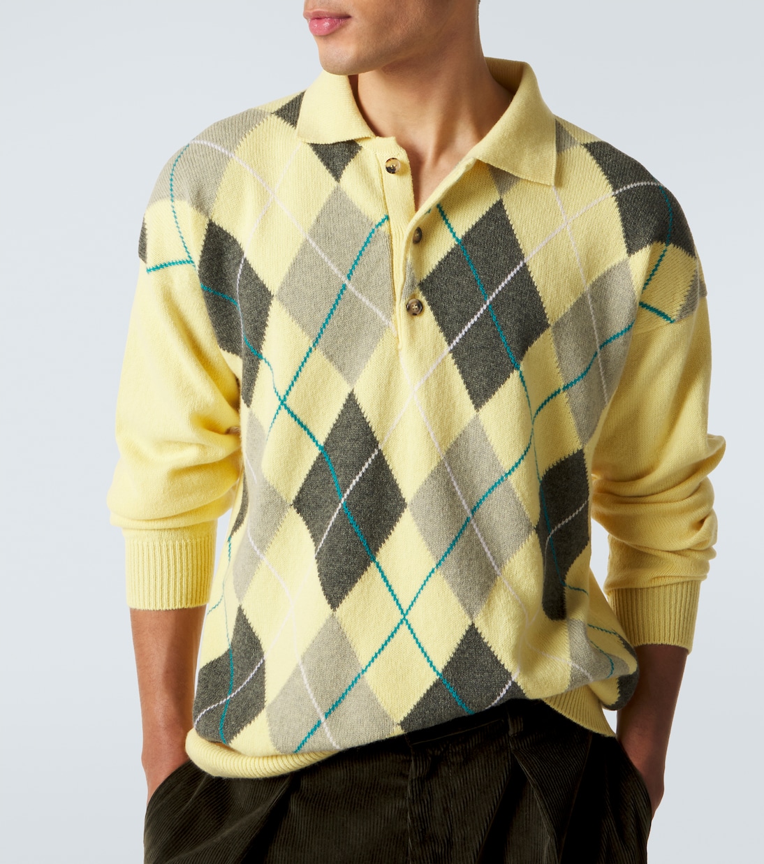 Argyle wool polo sweater | JW Anderson