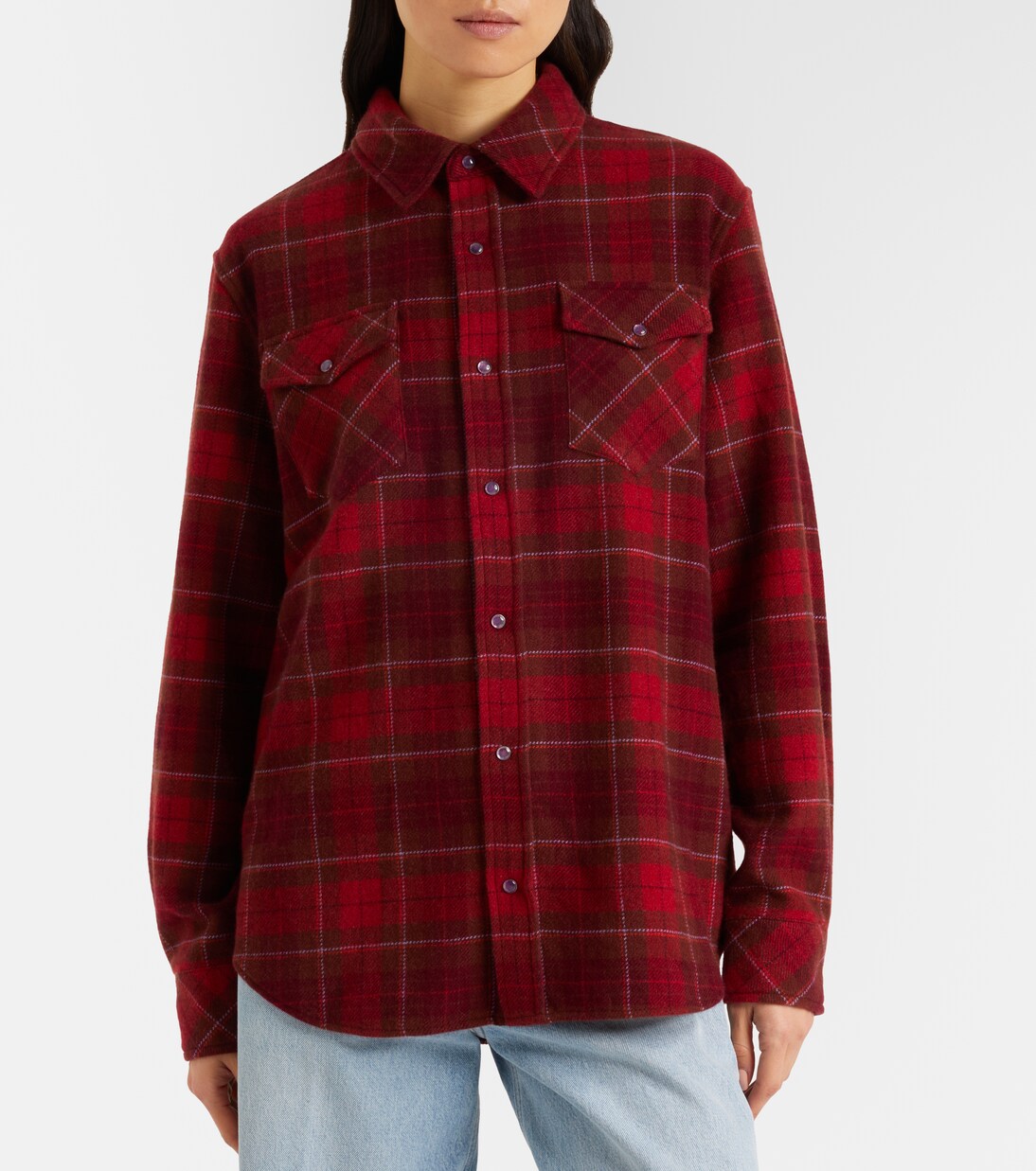 Chemise Love Tartan en cachemire et améthystes | God's True Cashmere