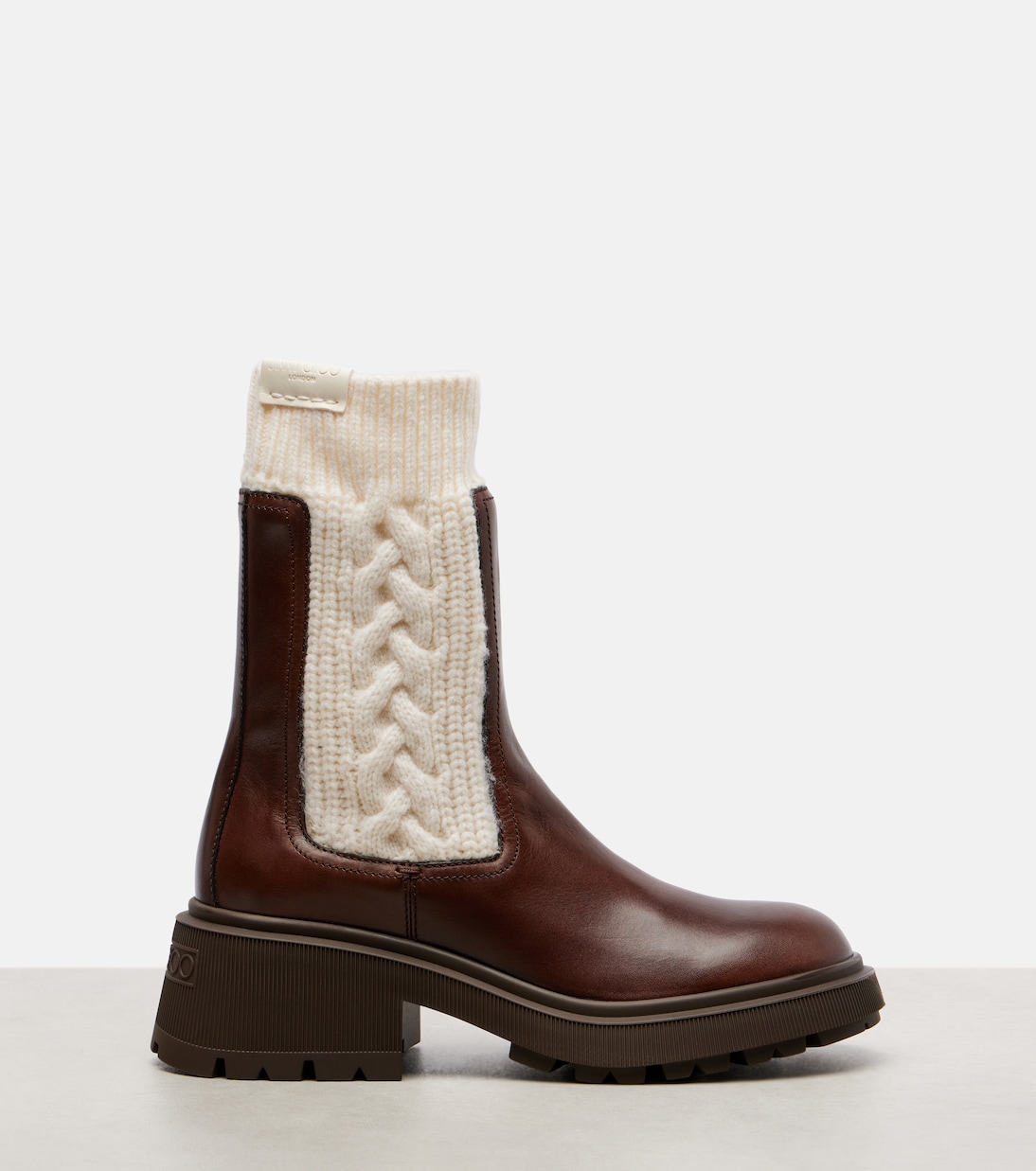 Tamia cable-knit leather ankle boots | Jimmy Choo