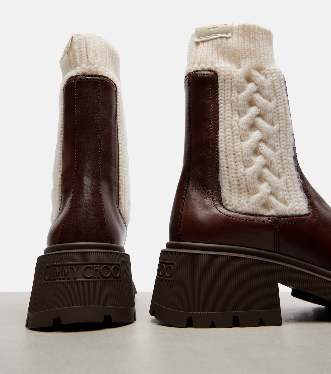 Tamia cable-knit leather ankle boots | Jimmy Choo