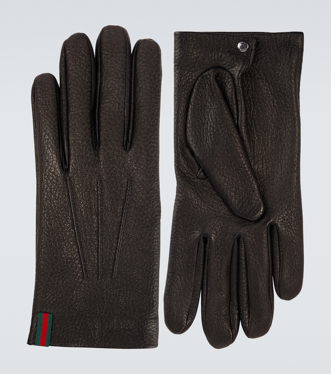 Web Stripe leather gloves | Gucci