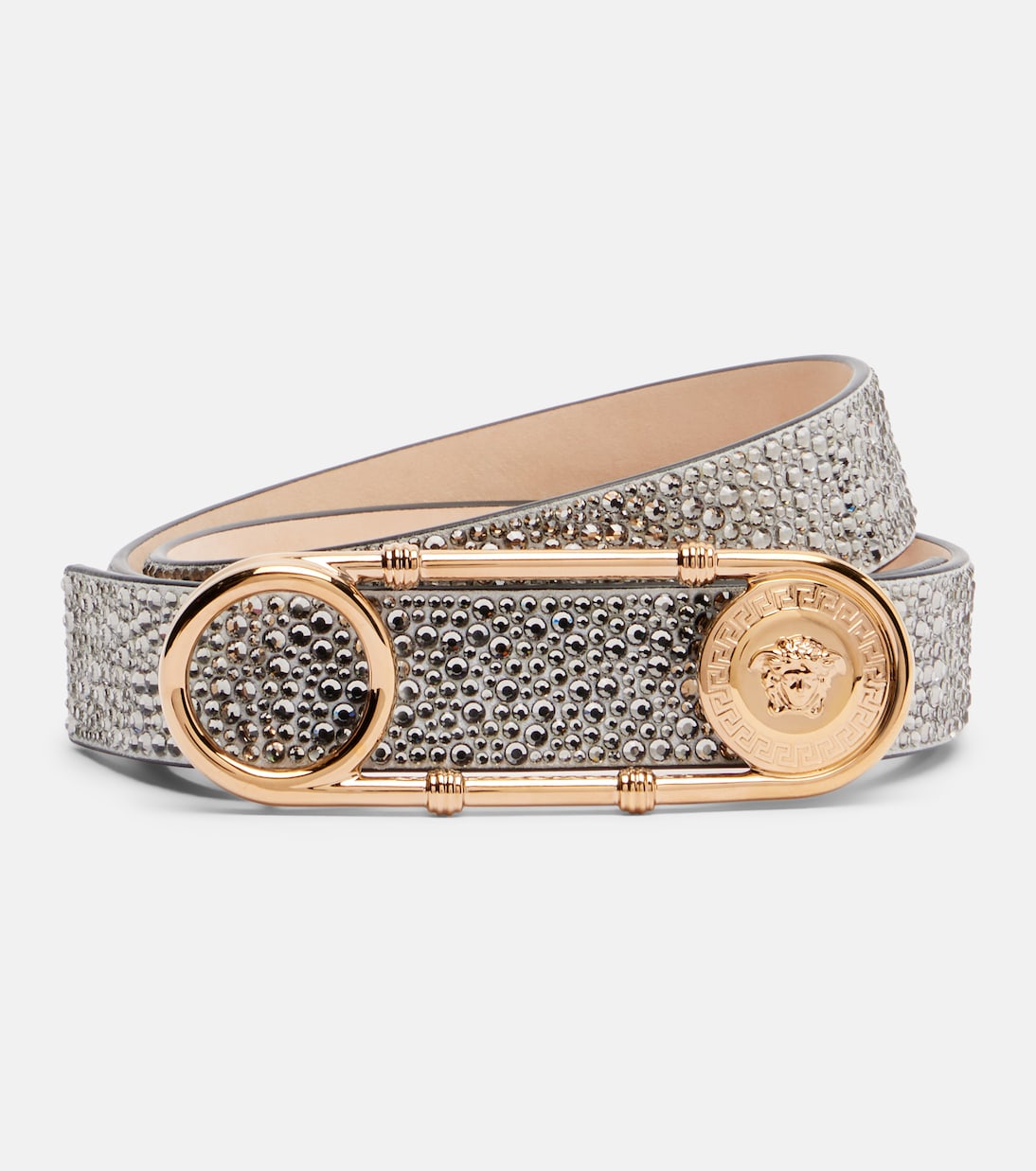 Safety Pin embellished leather belt | Versace