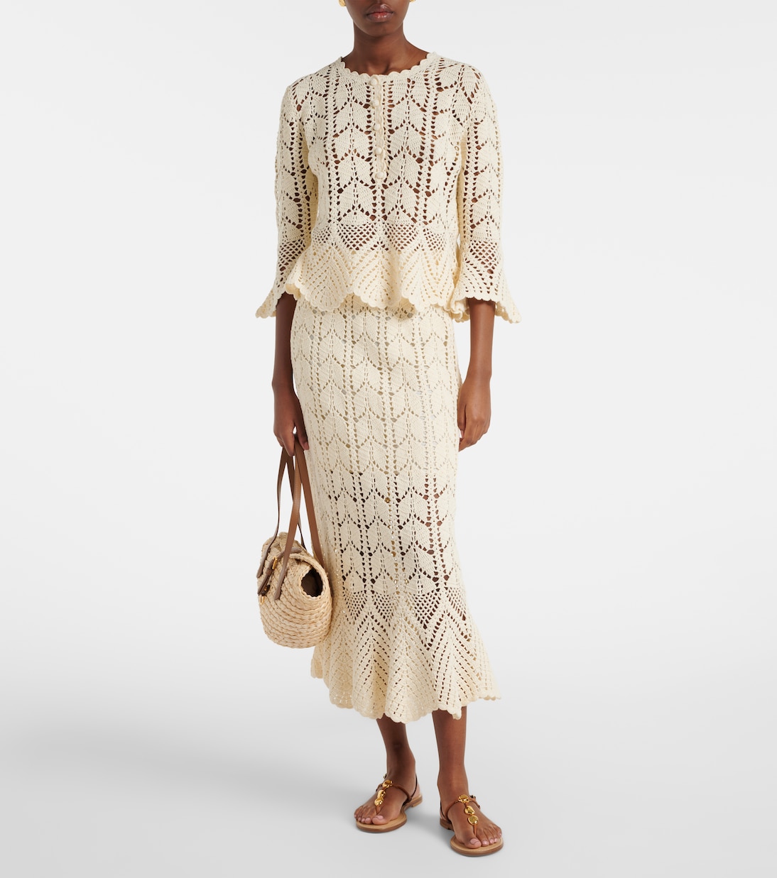 Crochet cotton midi skirt | Zimmermann