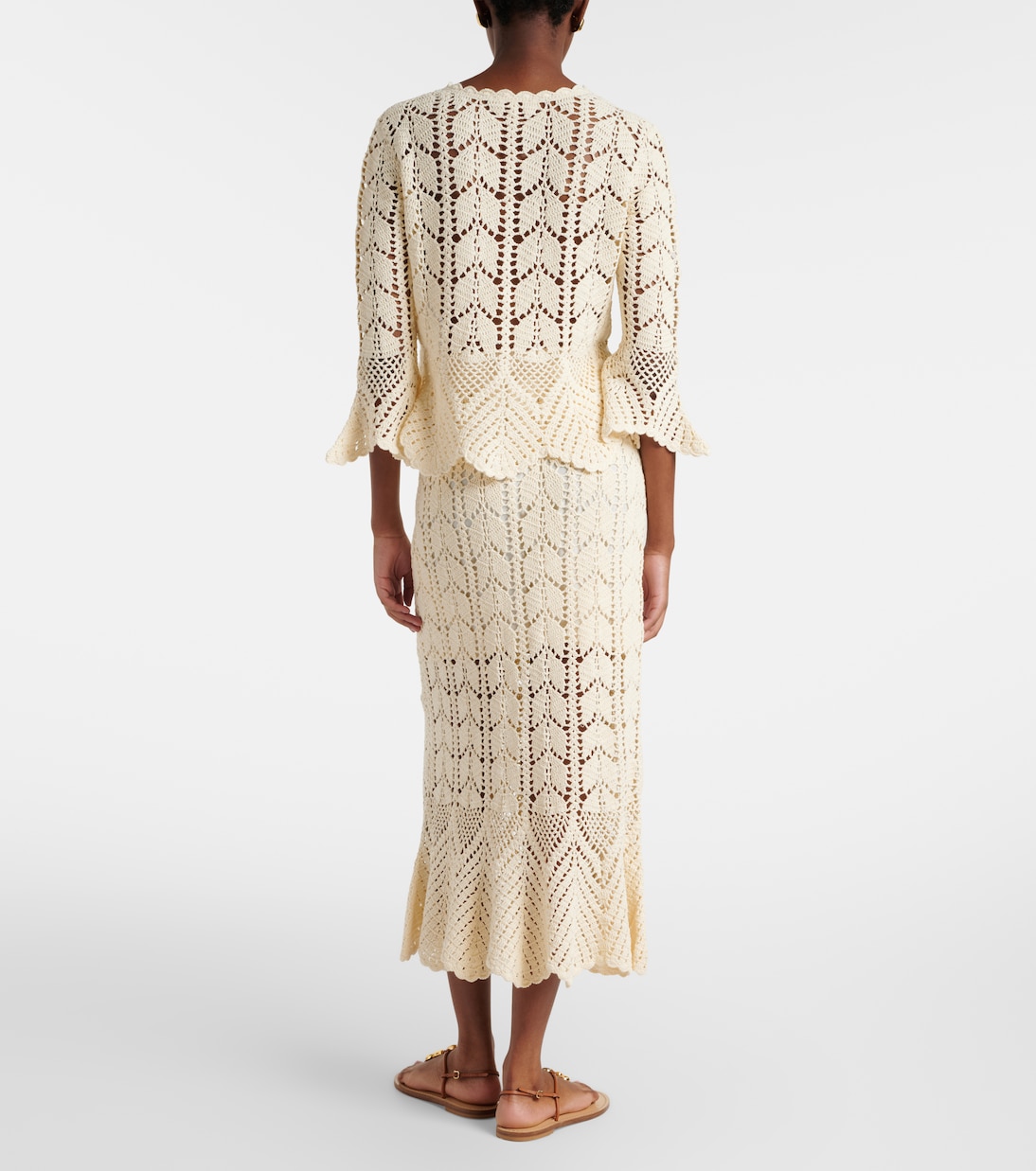 Crochet cotton midi skirt | Zimmermann