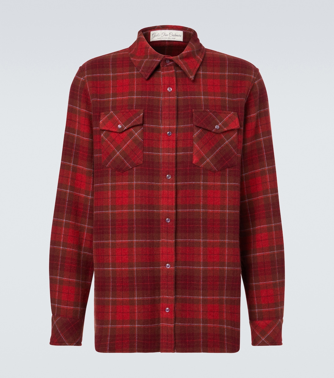 Love plaid cashmere shirt with amethyst | God's True Cashmere