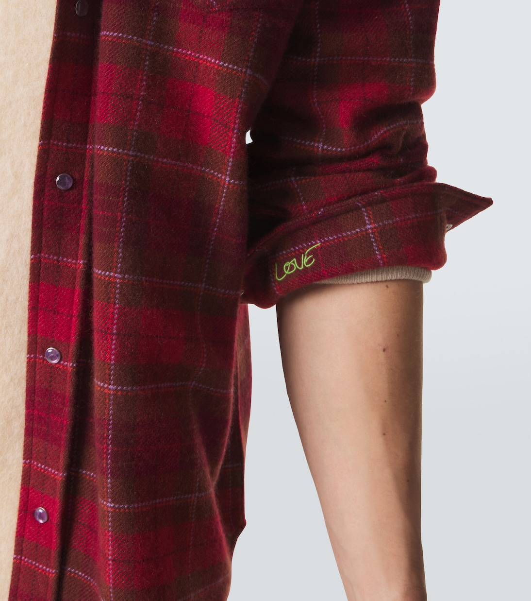 Love plaid cashmere shirt with amethyst | God's True Cashmere