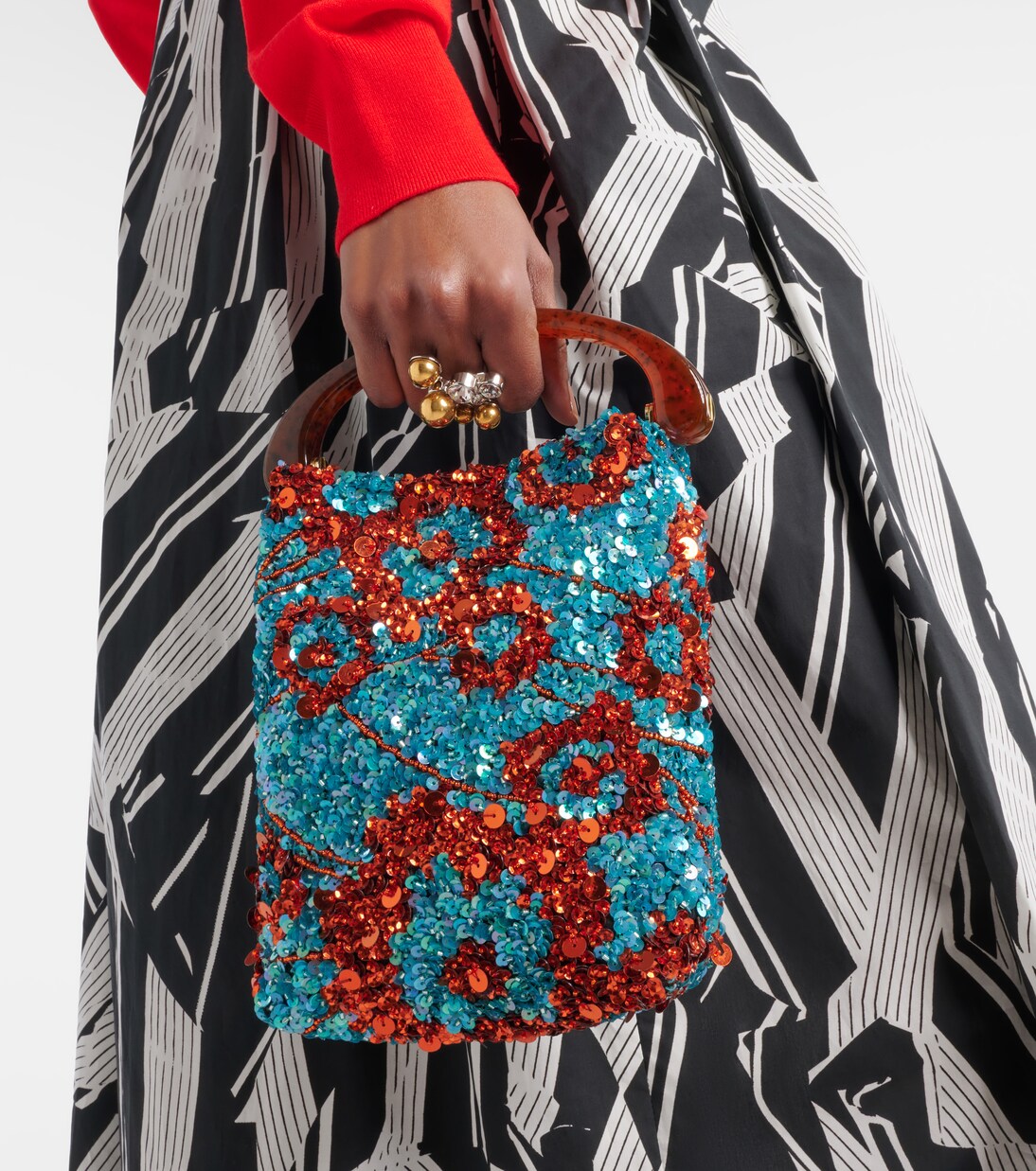 Crisp Small sequined satin top-handle bag | Dries Van Noten