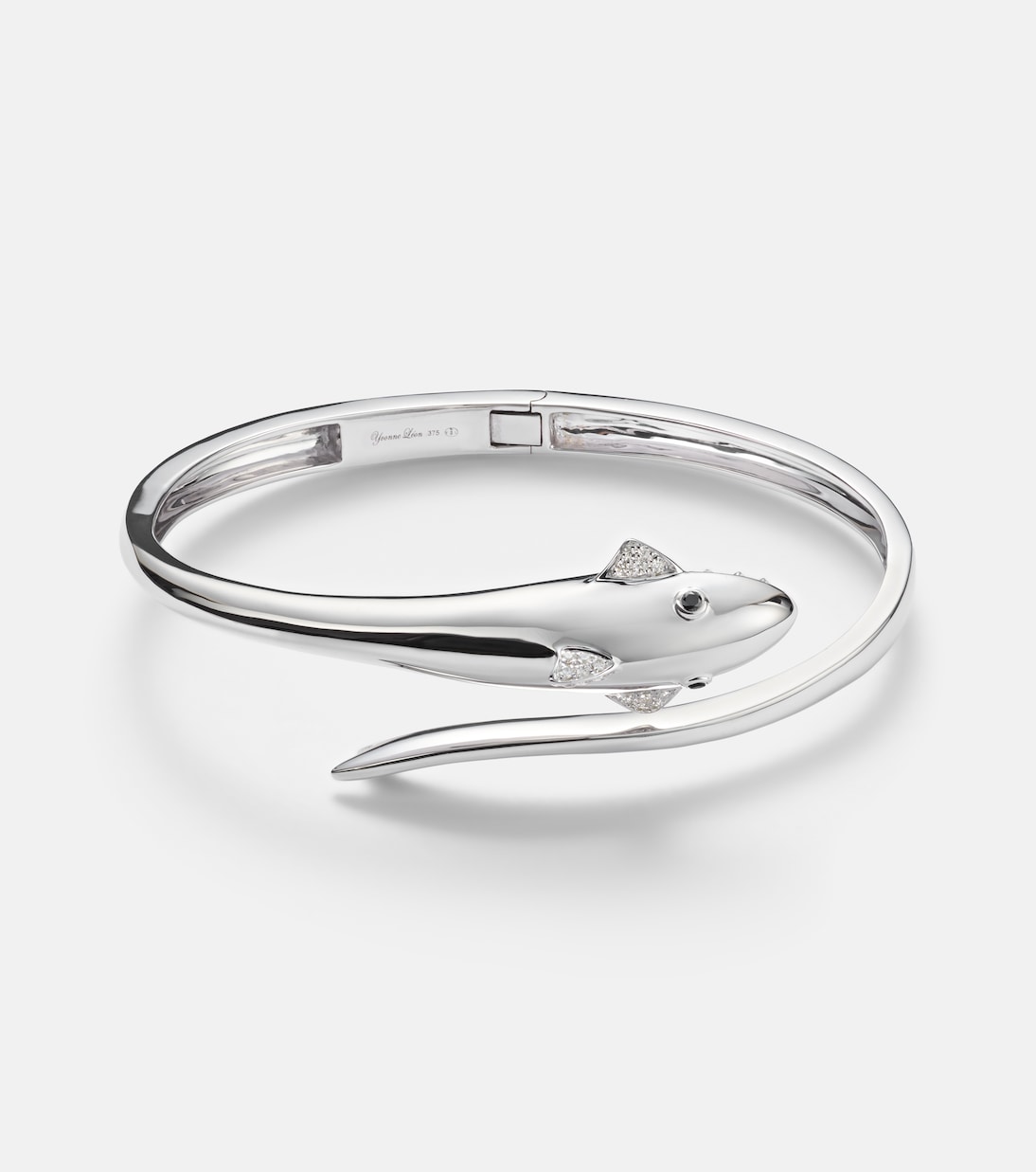 Requin 9kt white gold bangle with diamonds | Yvonne Léon