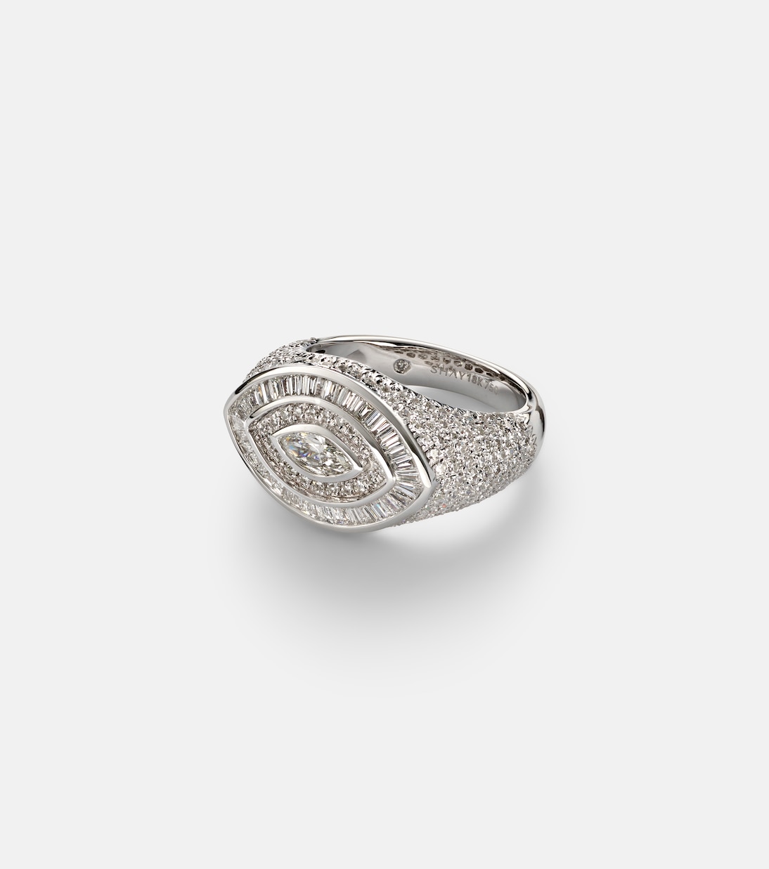 Anello da mignolo in oro bianco 18kt (750/1000) con diamanti | Shay Jewelry