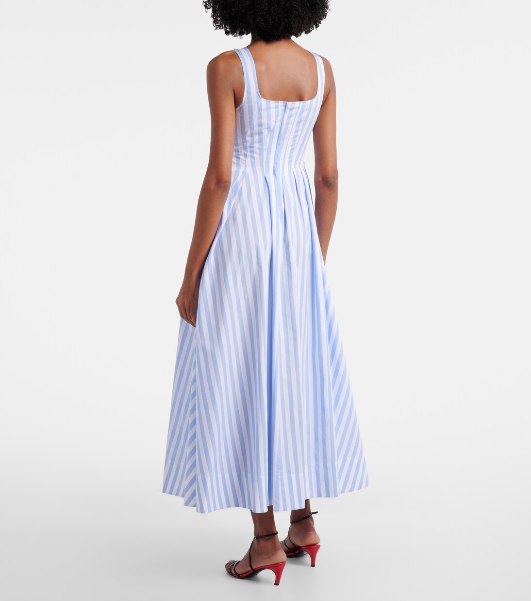 Vestido midi Filmato de popelín de algodón a rayas | Sportmax