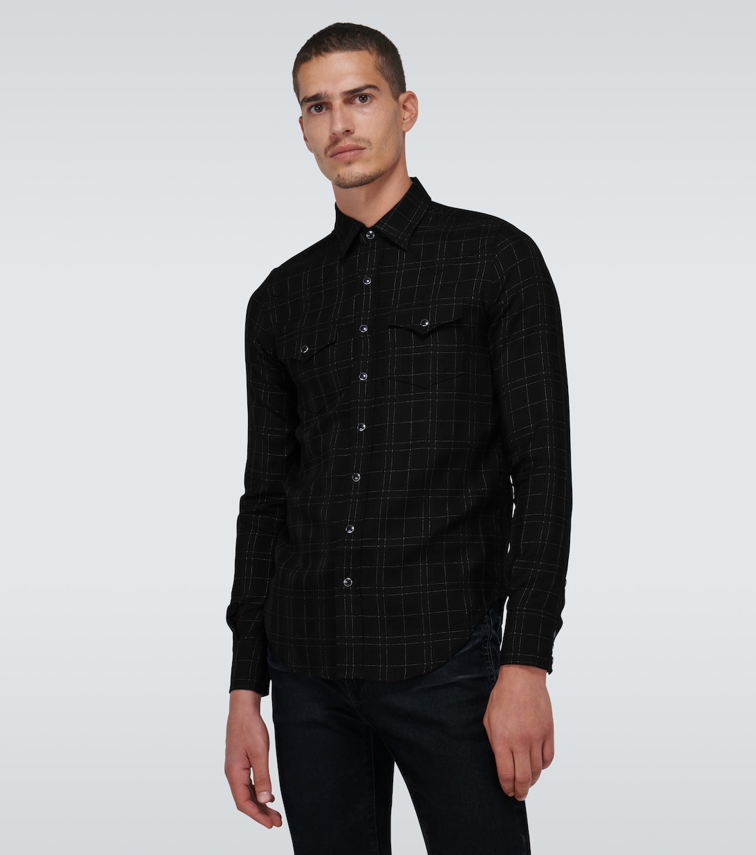 Western checked shirt in black Saint Laurent Mytheresa