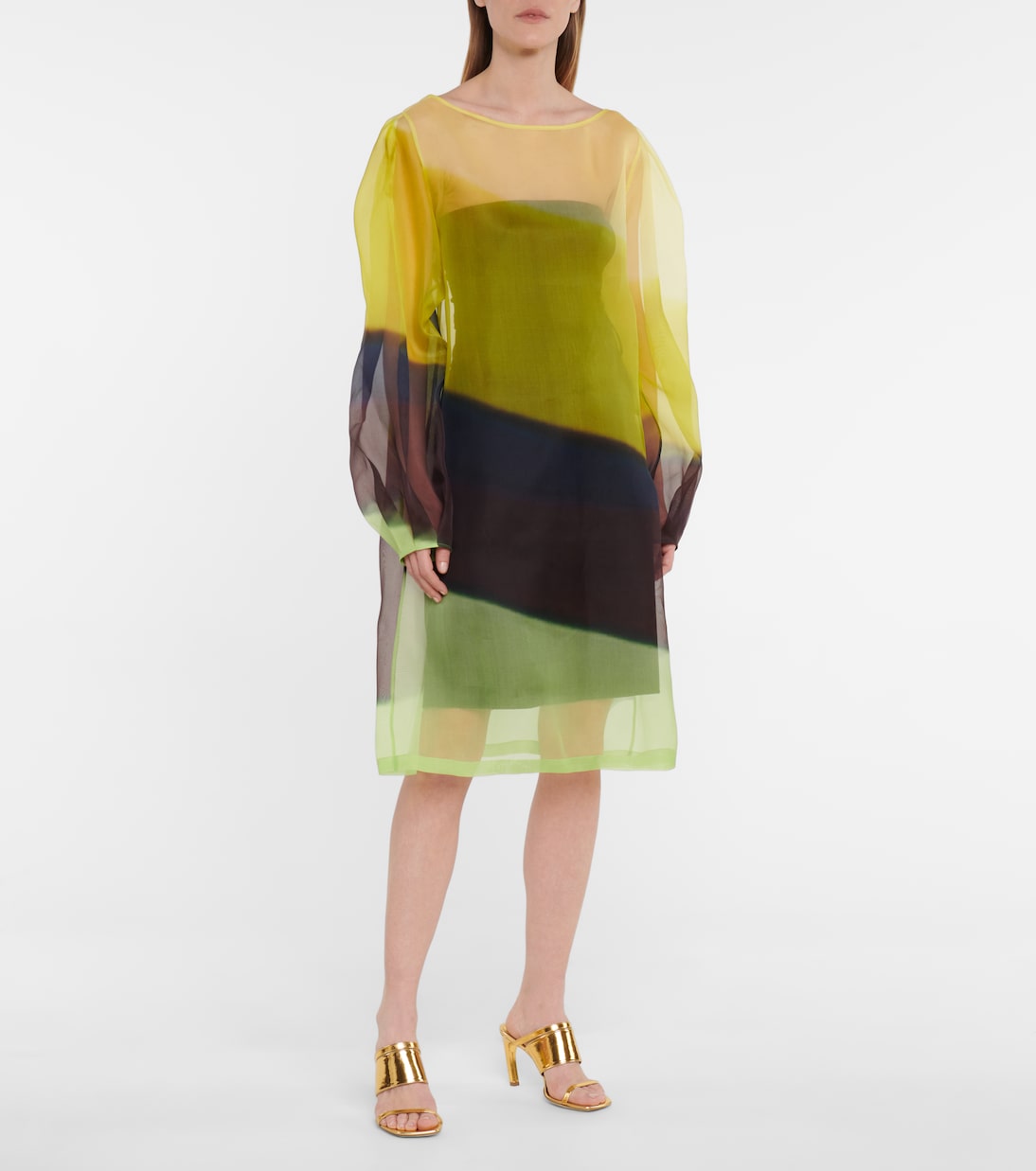 Striped silk organza midi dress | Dries Van Noten