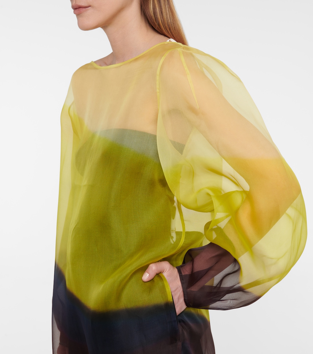 Striped silk organza midi dress | Dries Van Noten