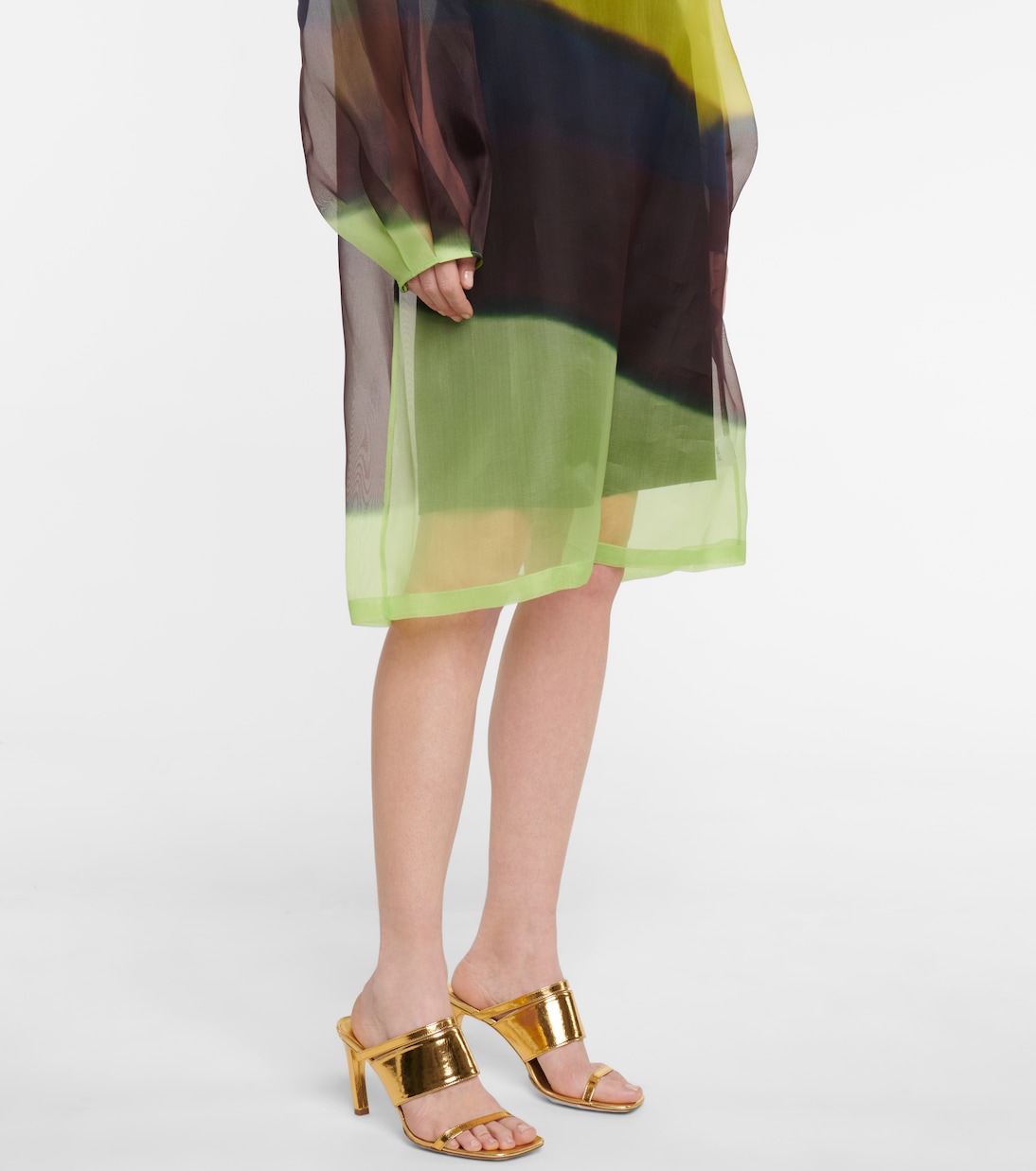 Striped silk organza midi dress | Dries Van Noten