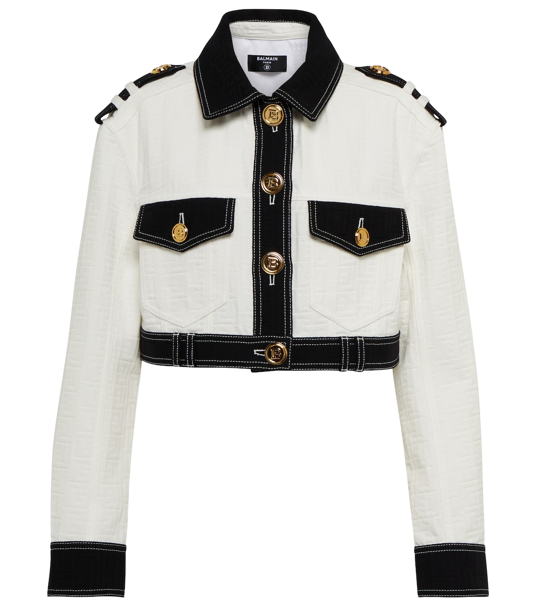 Embossed denim cropped jacket | Balmain