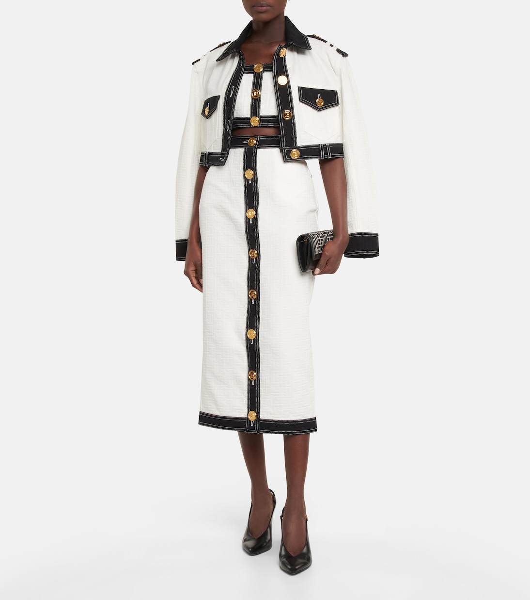 Embossed denim cropped jacket | Balmain