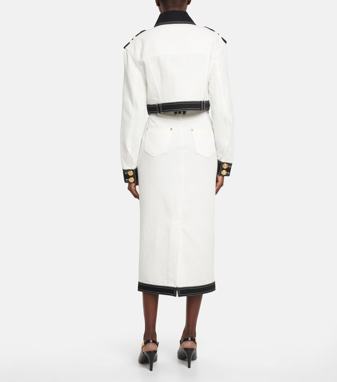 Embossed denim cropped jacket | Balmain